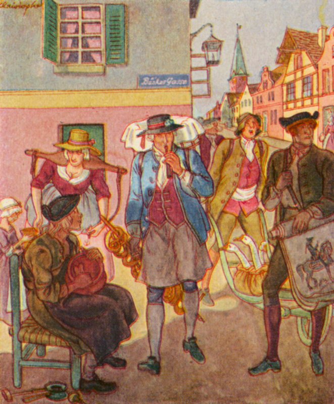 Strassenhandler / Diler uliczny (kolorowa litografia) autorstwa Christophe (1856 1945)