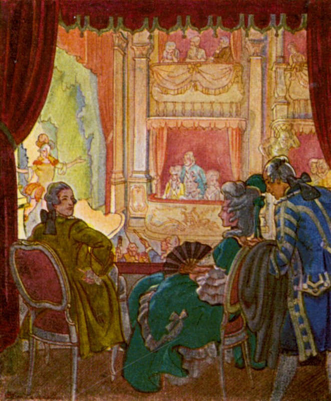 Theaterloge / Theater Box (kolorowa litografia) autorstwa Christophe (1856 1945)