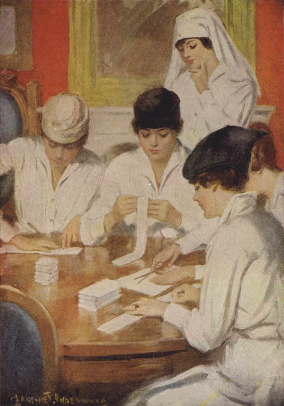 Przygotowywanie okładów do Czerwonego Krzyża autorstwa Clarence F. Underwood