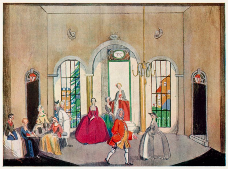 Opera Żebracza, Scena, Tawerna w pobliżu Newgate (kolor lito) autorstwa Claud Lovat Fraser