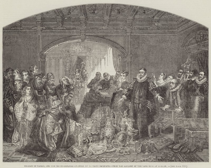 Wilhelm z Nassau i lichwiarze z Galerii zmarłego króla Holandii autorstwa Claude Jacquand