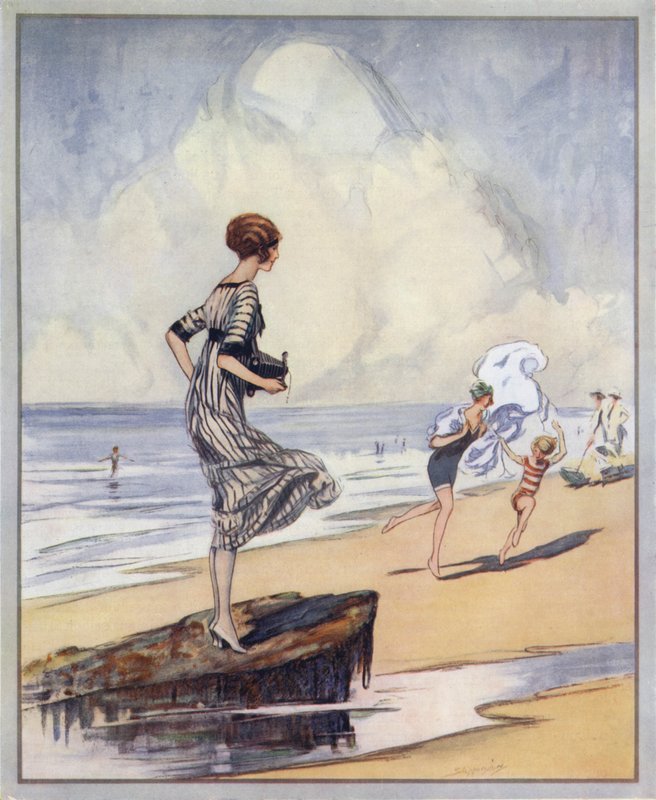 Scena na plaży, projekt plakatu dla firmy Kodak (kolor lito) autorstwa Claude Shepperson