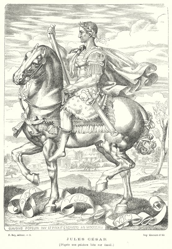 Juliusz Cezar, rzymski żołnierz i polityk (rycina) autorstwa Claudius Popelin