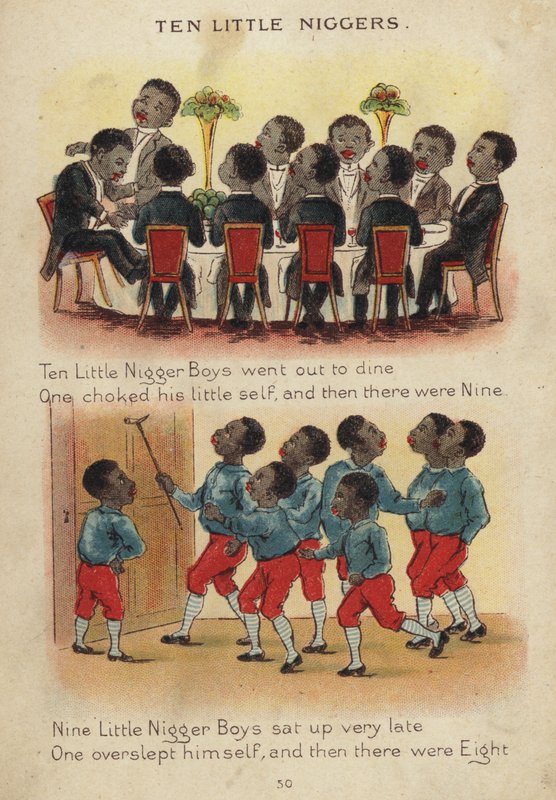 Rymowanka: Dziesięć małych czarnych dzieci (chromolitho) autorstwa Constance Haslewood