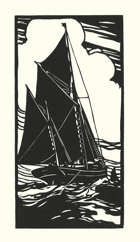 Łodzie rybackie i barki: Brixham Trawler (drzeworyt) autorstwa Cyril A. Wilkinson