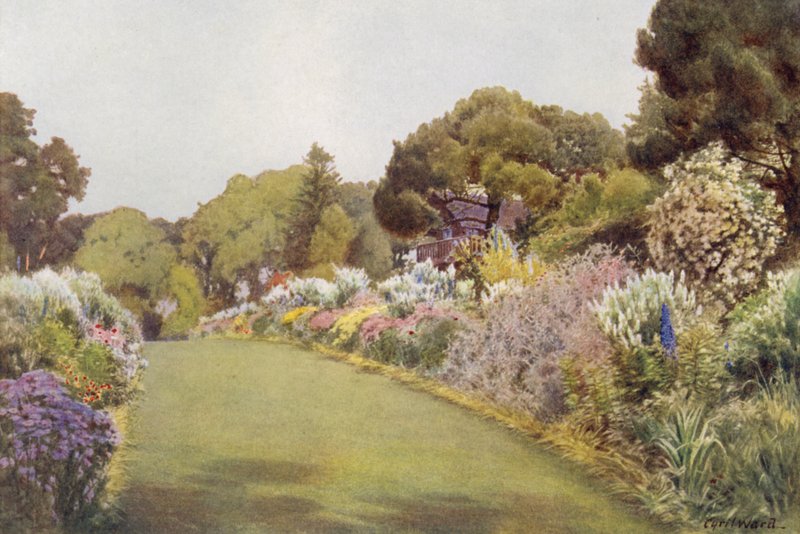 Granice na trawniku w Swiss Cottage, Osborne (kolor lito) autorstwa Cyril Ward