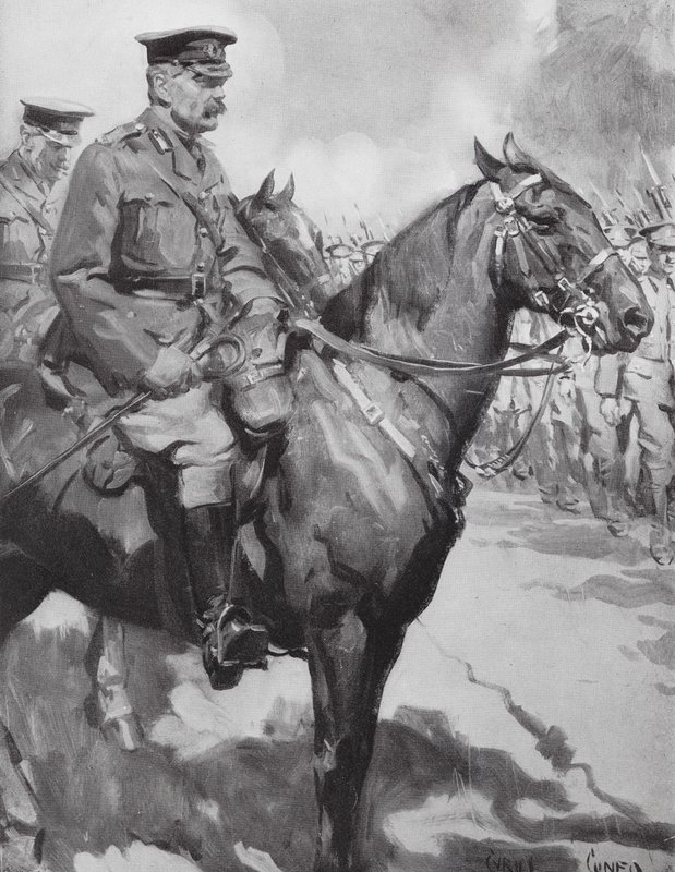 Lord Kitchener dokonujący inspekcji części "Armii Kitchenera" (litografia) autorstwa Cyrus (after) Cuneo