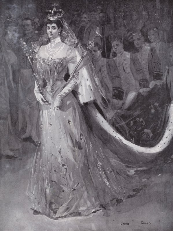 Królowa Aleksandra opuszcza Opactwo Westminsterskie w Londynie po koronacji na nią i króla Edwarda VII autorstwa Cyrus (after) Cuneo