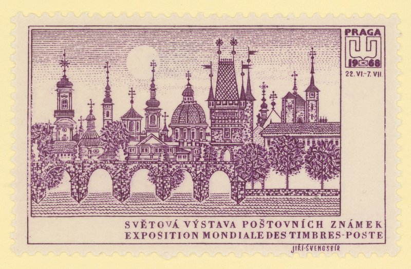 Światowa Wystawa Znaczków Pocztowych, Praga, 1968 autorstwa Czech School