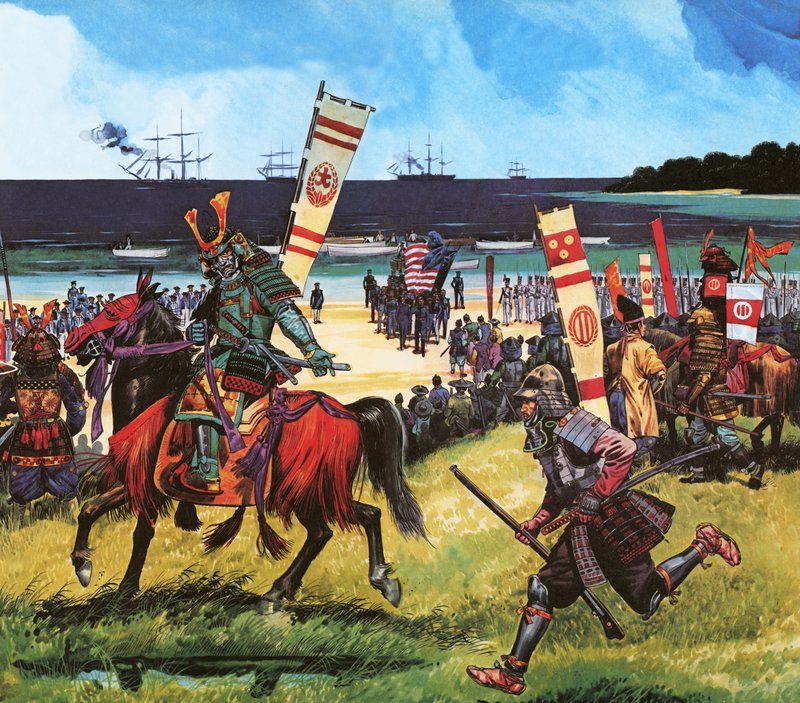 Amerykanie przybywający do dzisiejszej Zatoki Tokijskiej 8 lipca 1853 r. autorstwa Dan Escott