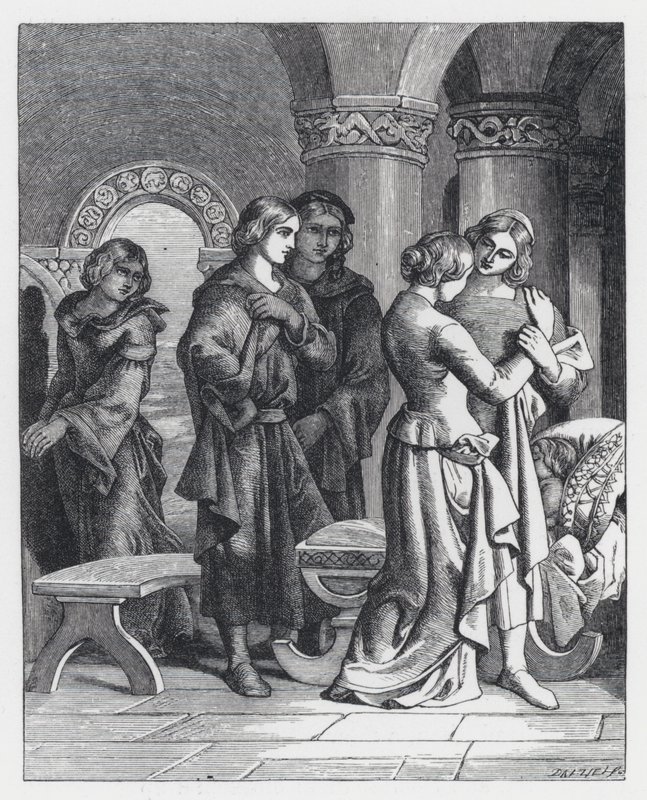 Ilustracja do wiersza Tennysona Księżniczka (rycina) autorstwa Daniel (after) Maclise