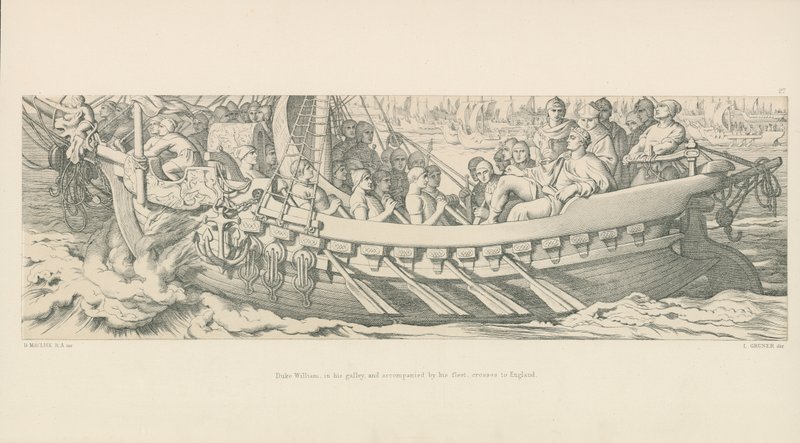 Książę Wilhelm, w swojej galerze i w towarzystwie floty, przeprawia się do Anglii autorstwa Daniel Maclise