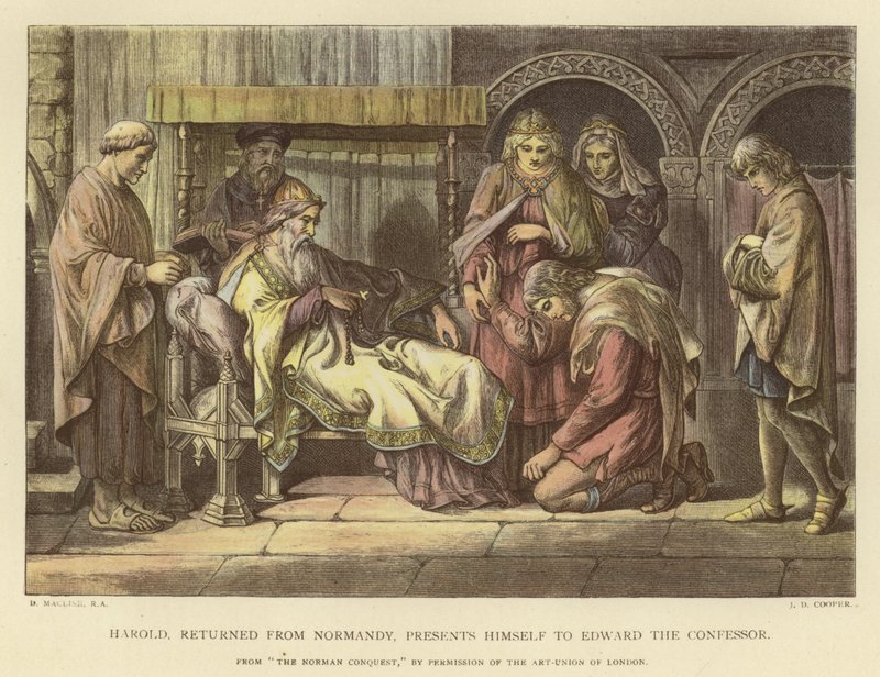 Harold, który wrócił z Normandii, przedstawia się Edwardowi Wyznawcy autorstwa Daniel Maclise
