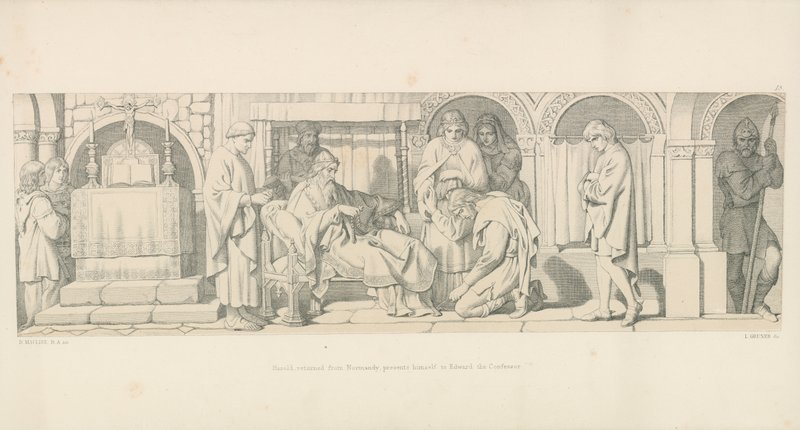 Harold, który wrócił z Normandii, przedstawia się Edwardowi Wyznawcy autorstwa Daniel Maclise