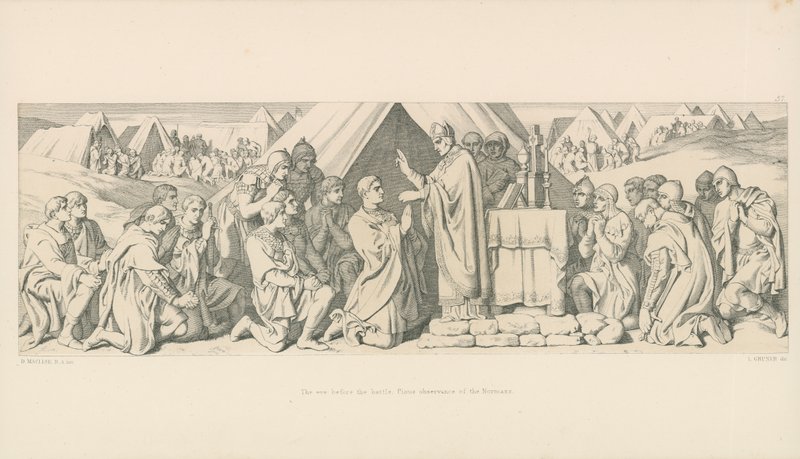 Ewa przed bitwą. Pobożne przestrzeganie Normanów autorstwa Daniel Maclise