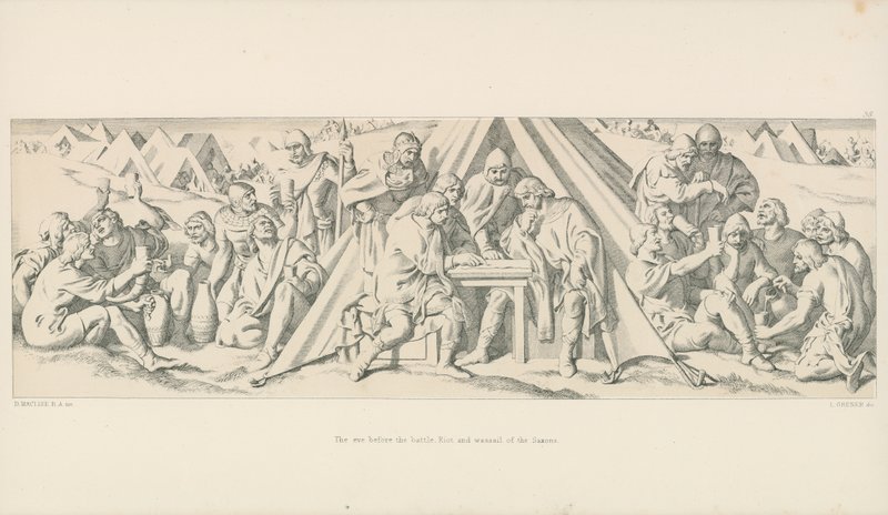 Ewa przed bitwą. Zamieszki i Wassail Sasów autorstwa Daniel Maclise