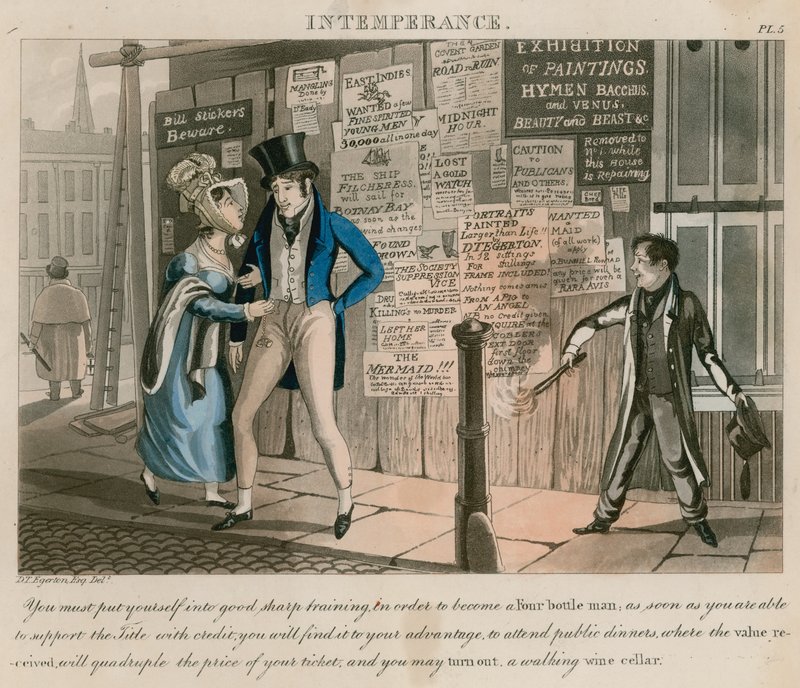 Nieumiarkowanie; rysunek opublikowany 1828 autorstwa Daniel Thomas Egerton