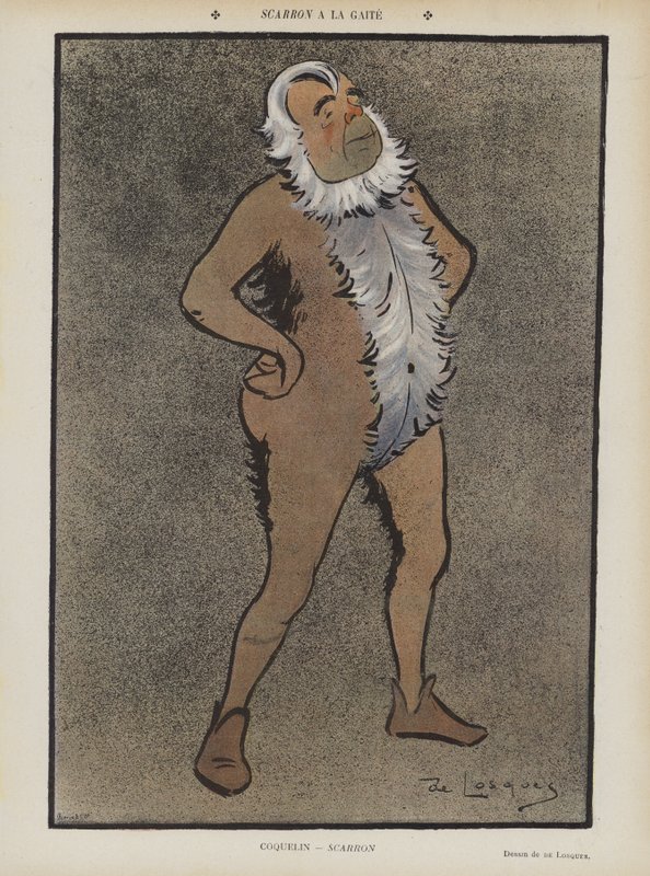 Francuski aktor Benoit-Constant Coquelin w Scarron w Theatre de la Gaite. Ilustracja do Le Rire autorstwa Daniel de Losques