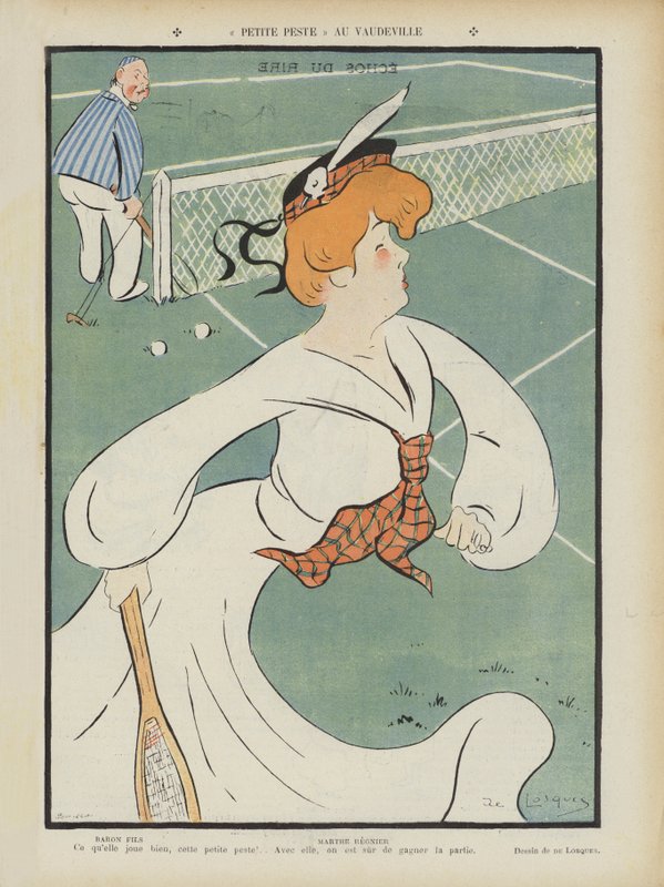 Marthe Regnier, francuska aktorka. Ilustracja do Le Rire autorstwa Daniel de Losques