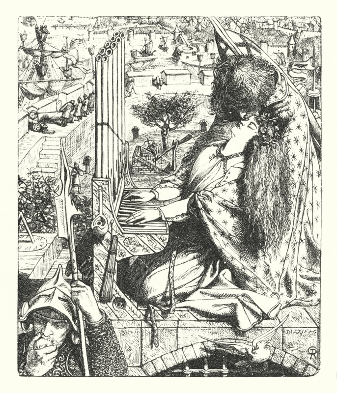 Pałac Sztuki (rycina) autorstwa Dante Gabriel (after) Rossetti
