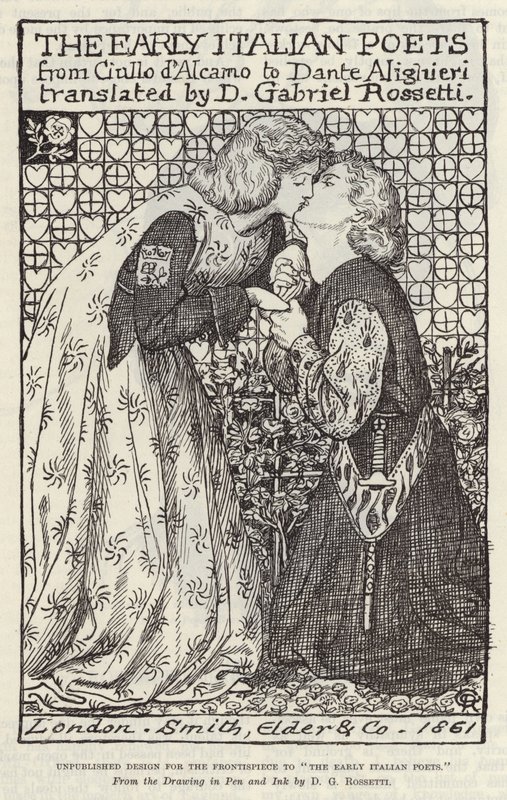 Niepublikowany projekt frontyspisu do The Early Italian Poets autorstwa Dante Gabriel Charles Rossetti