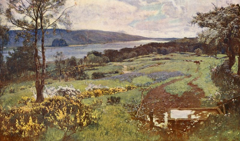 The Clyde, pokazując Dumbarton Rock (kolorowa litografia) autorstwa David (after) Murray