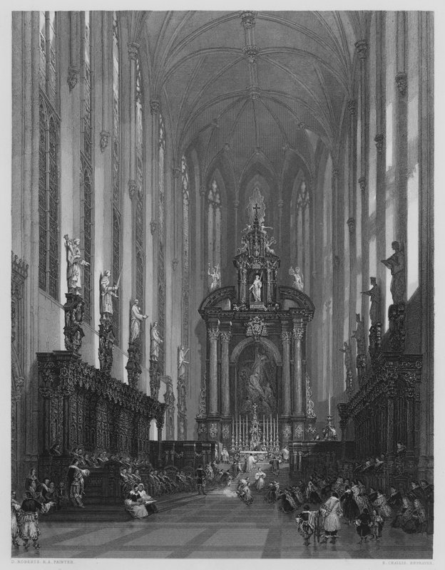 Kościół św. Pawła w Antwerpii, ze zdjęcia w Galerii Vernon (rycina) autorstwa David (after) Roberts