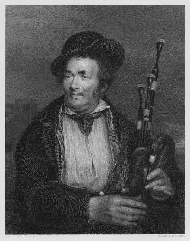 Bagpiper, ze zdjęcia w Galerii Vernon (rycina) autorstwa David (after) Wilkie