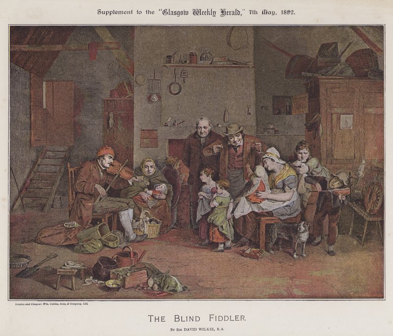 The Blind Fiddler (kolor lito) autorstwa David (after) Wilkie