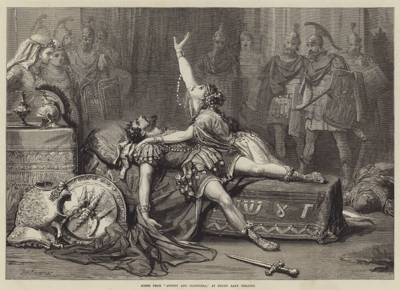 Scena z Antoniego i Kleopatry, w Drury Lane Theatre autorstwa David Henry Friston