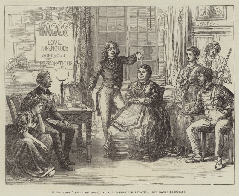 Scena z kwiatów jabłoni, w Teatrze Wodewil, wykład Old Baggs autorstwa David Henry Friston