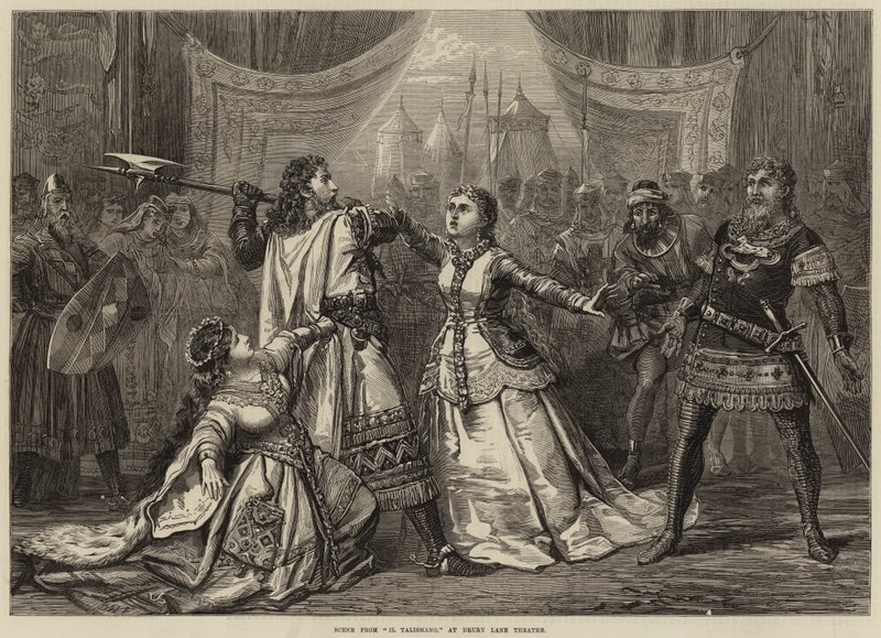 Scena z Il Talismano, w Drury Lane Theatre autorstwa David Henry Friston