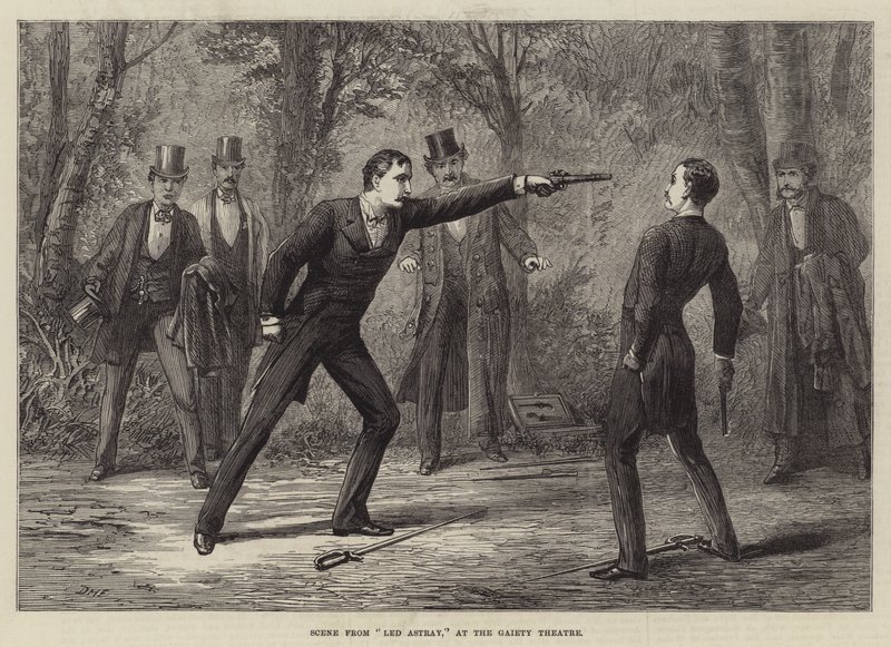 Scena z Led Astray, w Gaiety Theatre autorstwa David Henry Friston