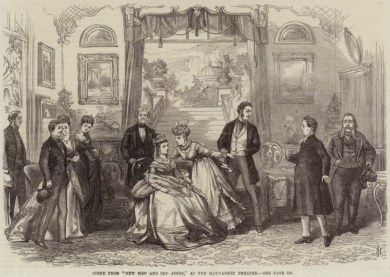 Scena z New Men and Old Acres, w teatrze Haymarket autorstwa David Henry Friston