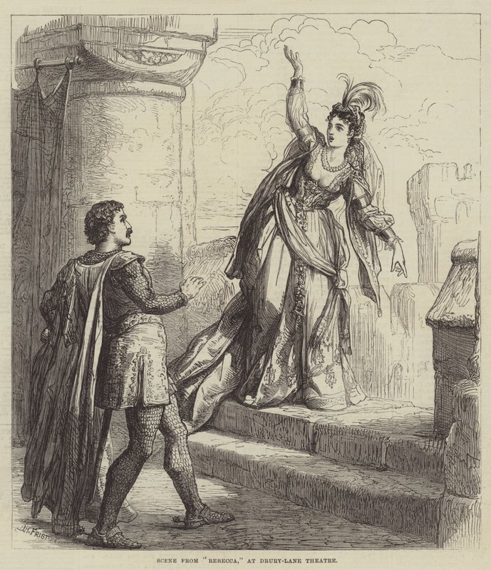 Scena z Rebeki, w Drury-Lane Theatre autorstwa David Henry Friston