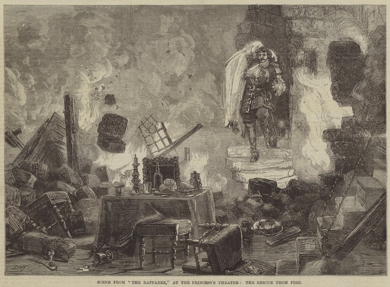 Scena z Raparee, w Teatrze Księżniczki, na ratunek przed ogniem autorstwa David Henry Friston