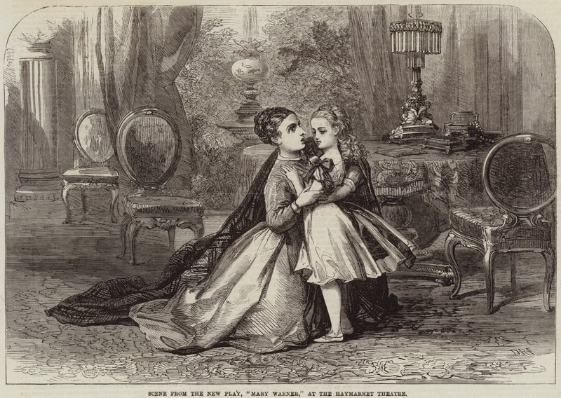 Scena z nowej sztuki, Mary Warner, w teatrze Haymarket autorstwa David Henry Friston