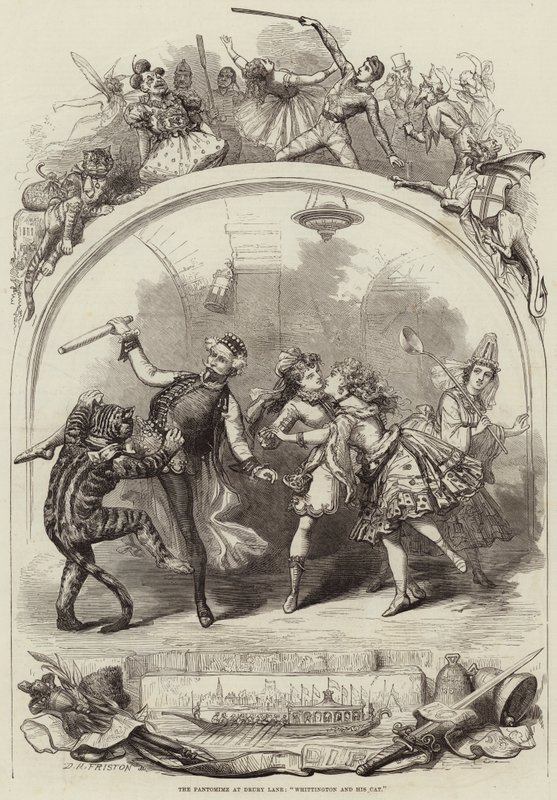 Pantomima na Drury Lane, Whittington i jego Cat autorstwa David Henry Friston