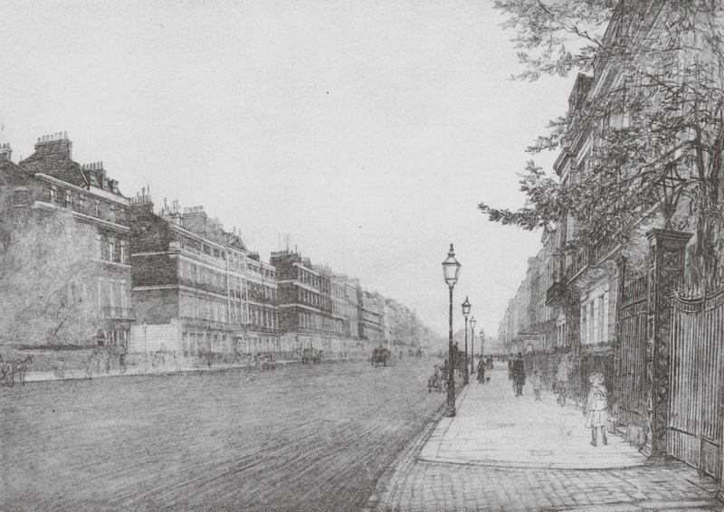 Londyn: Portland Place (druk kolorowy) autorstwa David Muirhead (after) Bone