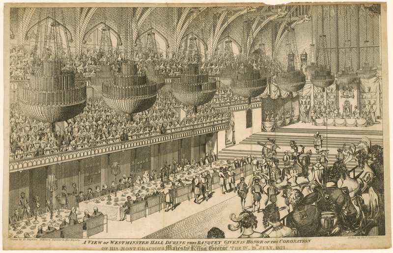 Widok na Westminster Hall podczas bankietu wydanego na cześć koronacji króla Jerzego IV autorstwa Denis Dighton