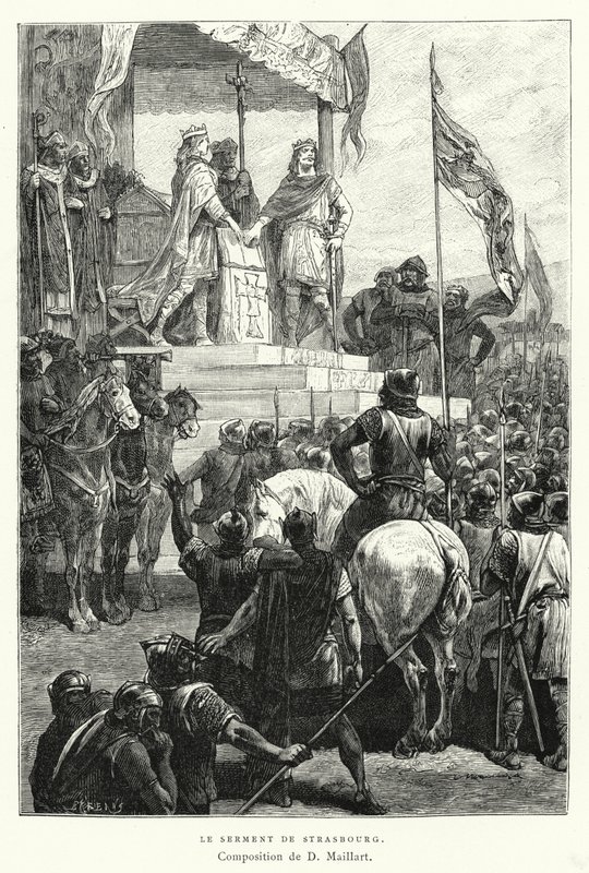 Przysięga Strasburska (rycina) autorstwa Diogene Ulysse Napoleon Maillart