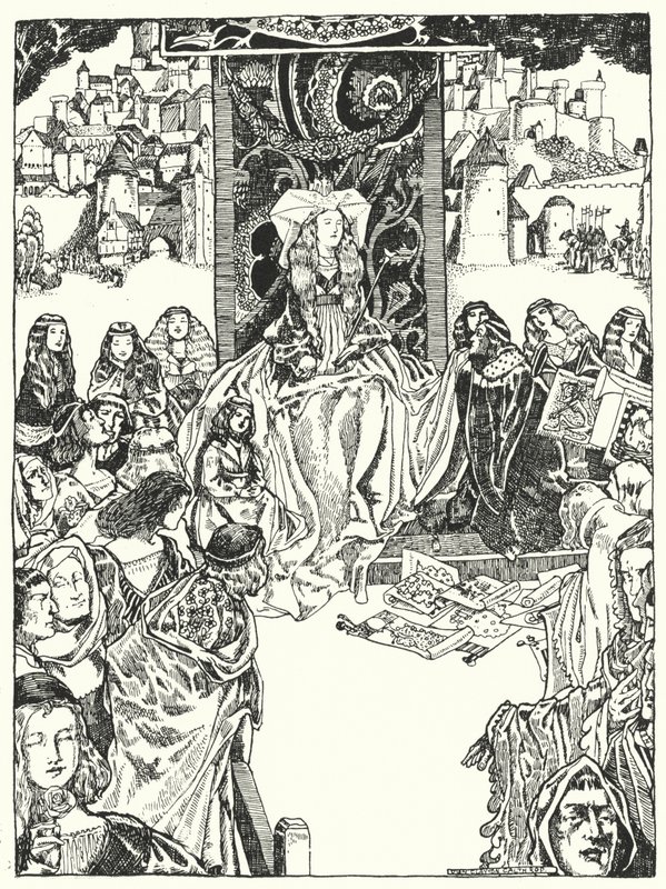 Księżniczka i zalotnicy (grafika) autorstwa Dion Clayton Calthrop