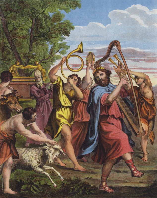 Król Dawid tańczy przed Arką Przymierza, gdy przynosi ją do Jerozolimy autorstwa Domenichino