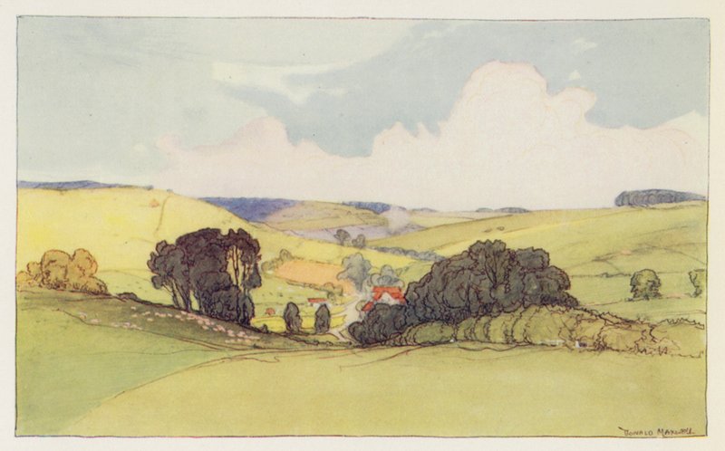 W pobliżu Winterbourne Abbar (kolorowa litografia) autorstwa Donald (after) Maxwell