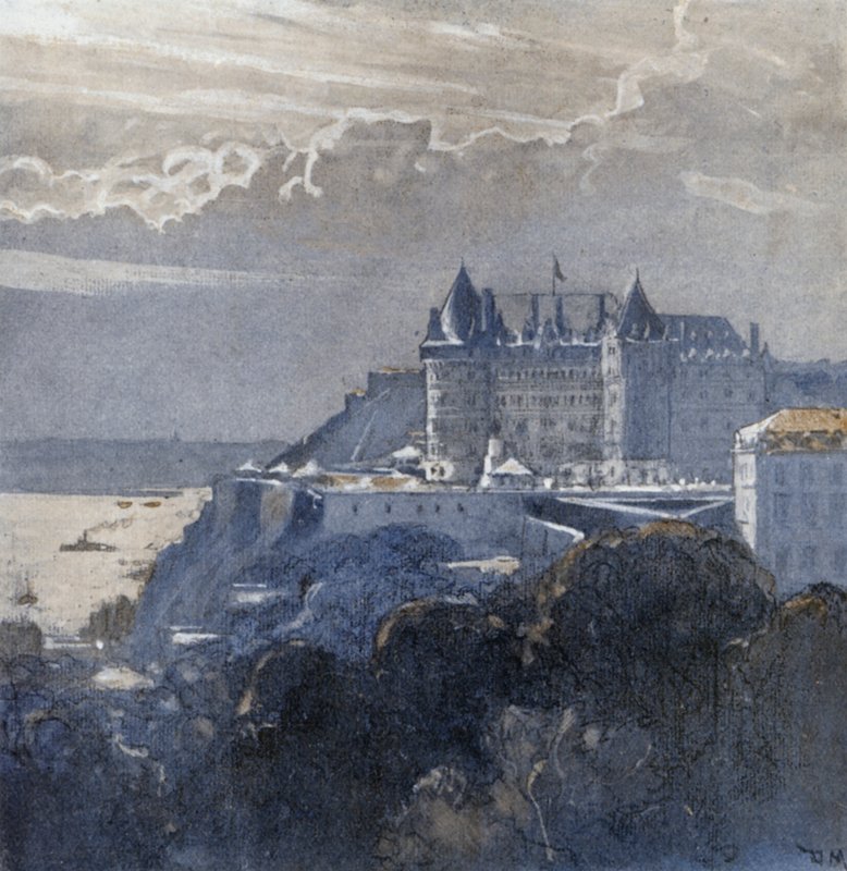Quebec i Chateau Frontenac (kolor lito) autorstwa Donald (after) Maxwell