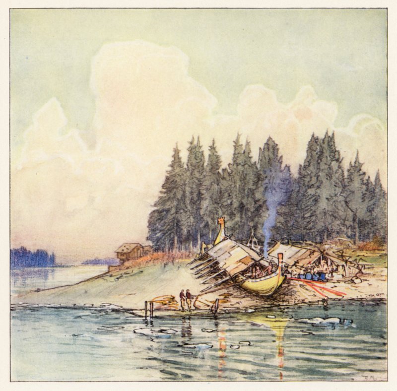 Rudyard Kipling: "Pieśń harfowa duńskich kobiet" (kolorowa litografia) autorstwa Donald (after) Maxwell