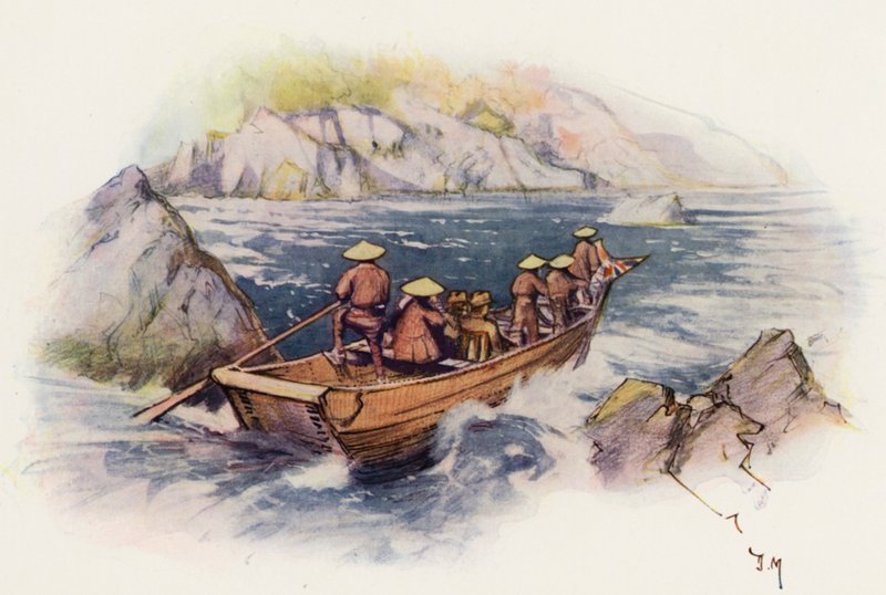 Shooting the Rapids, Japonia (kolorowa litografia) autorstwa Donald (after) Maxwell