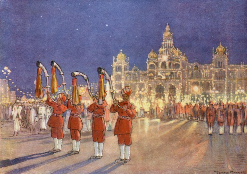Powitanie w Mysore (kolorowa litografia) autorstwa Donald (after) Maxwell
