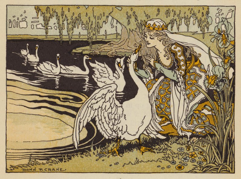 Sześć łabędzi, bajka niemiecka (kolor lito) autorstwa Donn P. Crane