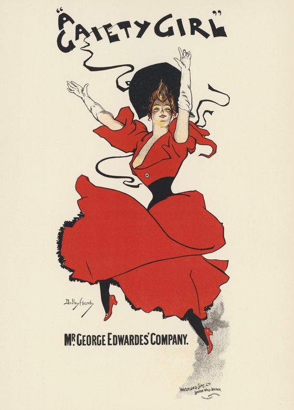 Plakat do „Gaiety Girl” (kolor lito) autorstwa Dudley Hardy